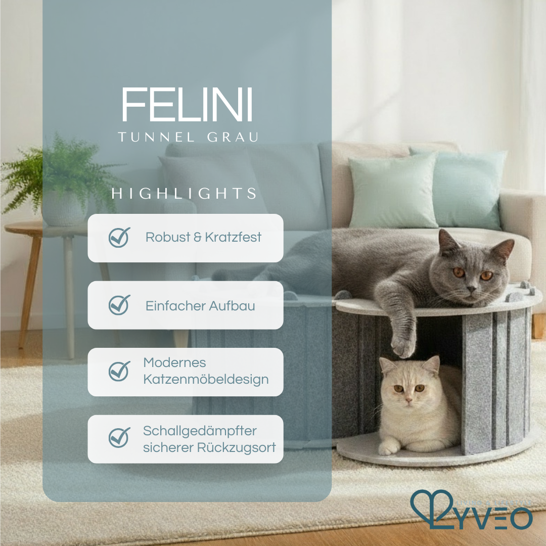 Lyveo Felini Tunnel XL Katzenhaus aus Filz