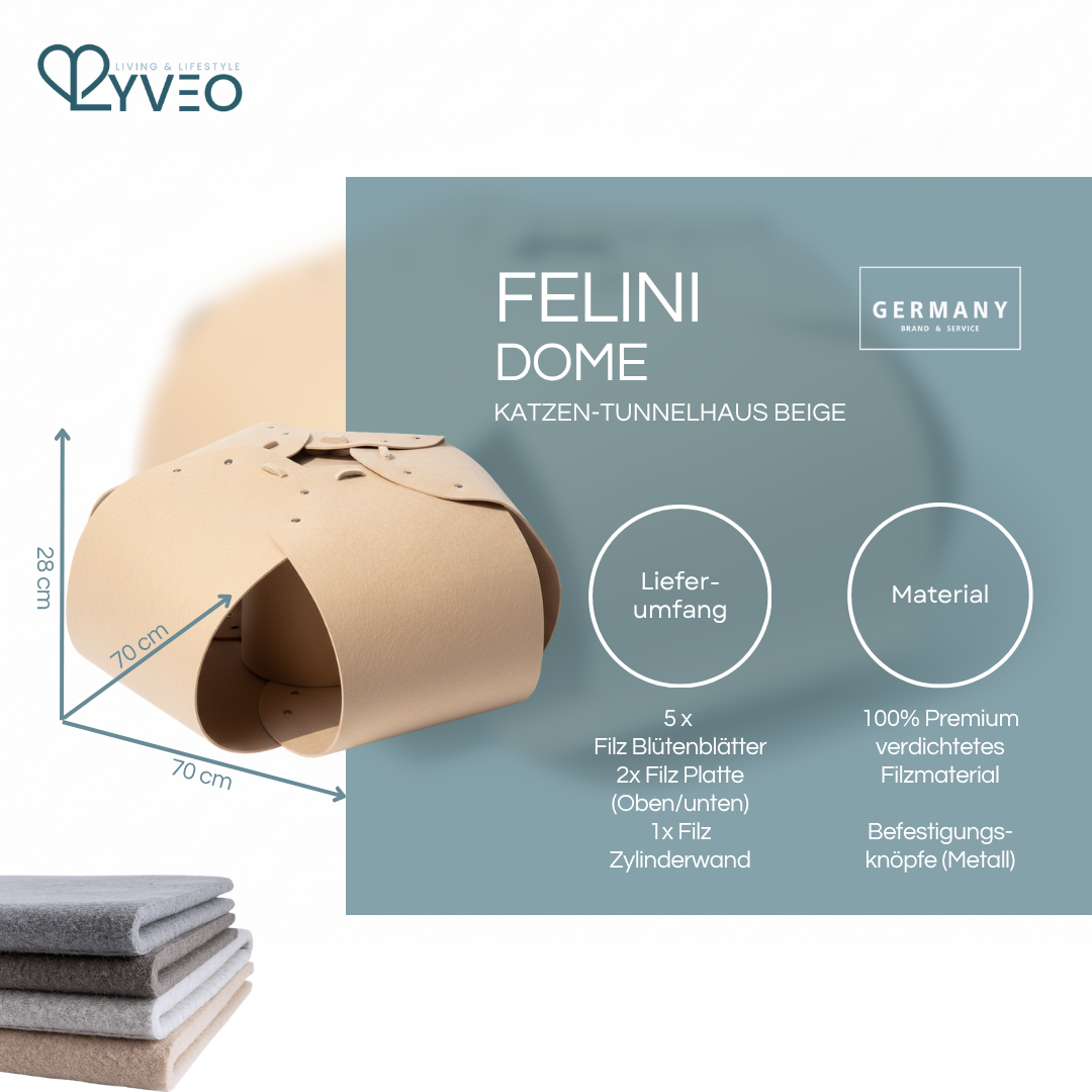 Lyveo Felini Dome XL Katzenhaus aus Filz