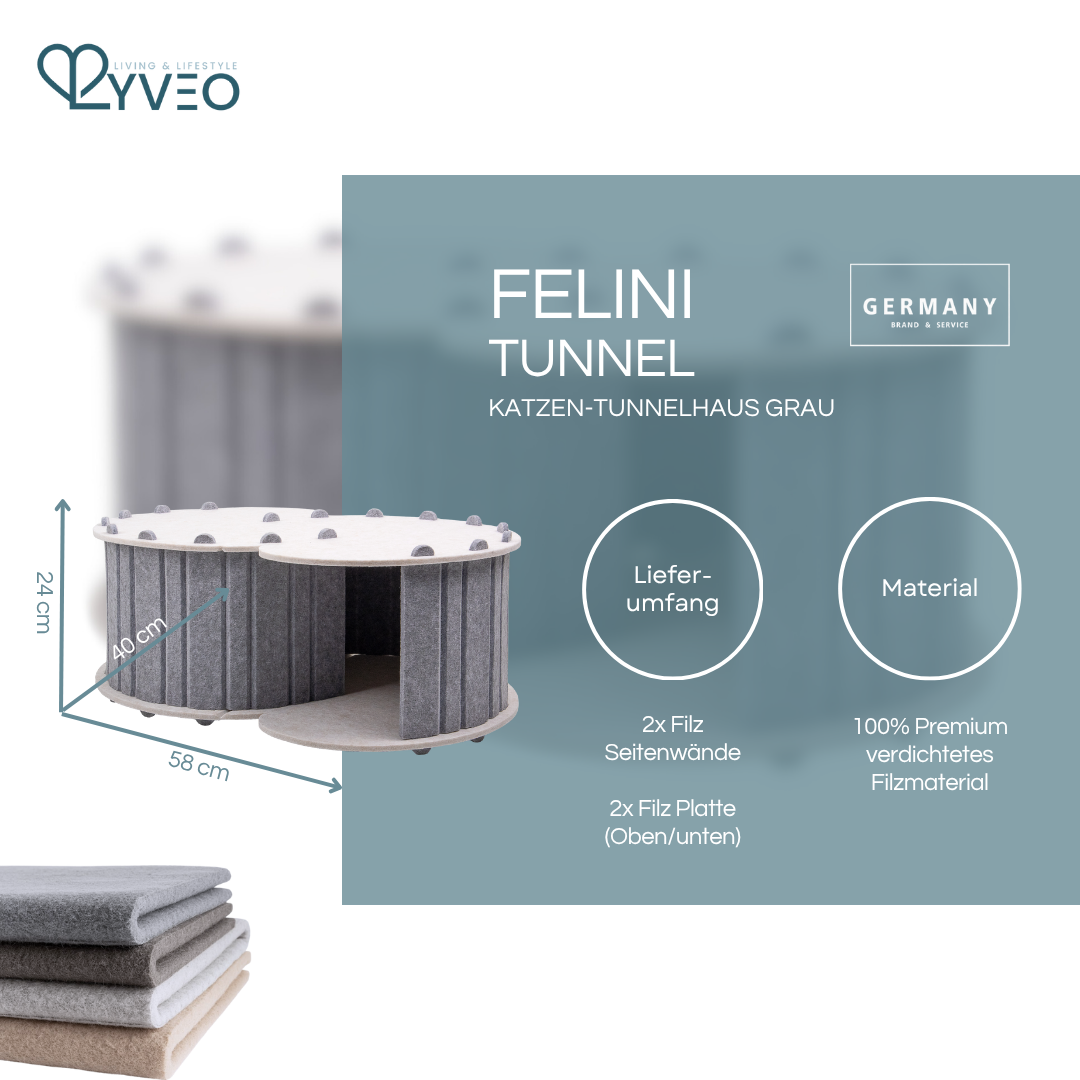 Lyveo Felini Tunnel XL Katzenhaus aus Filz