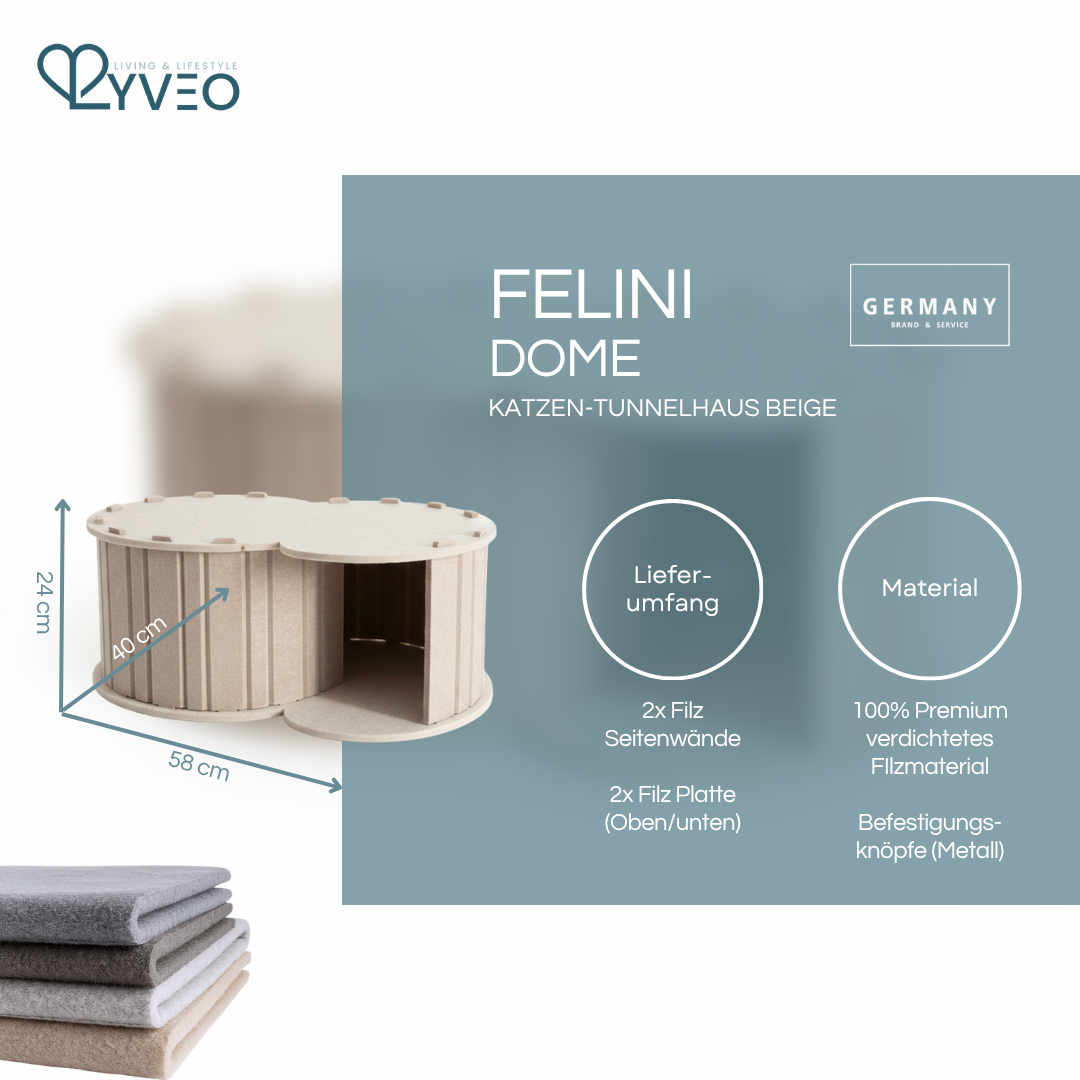 Lyveo Felini Tunnel XL Katzenhaus aus Filz