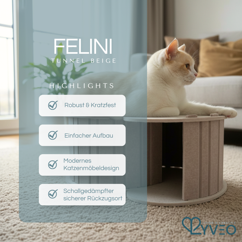 Lyveo Felini Tunnel XL Katzenhaus aus Filz