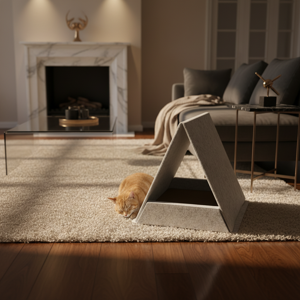 Lyveo FELINI Home Tent - Katzen Kratzhaus aus Filz mit wechselbarer Kratzpappe