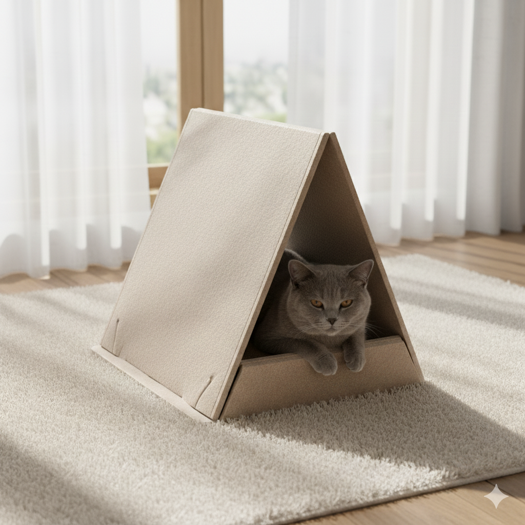 Lyveo FELINI Home Tent - Katzen Kratzhaus aus Filz mit wechselbarer Kratzpappe