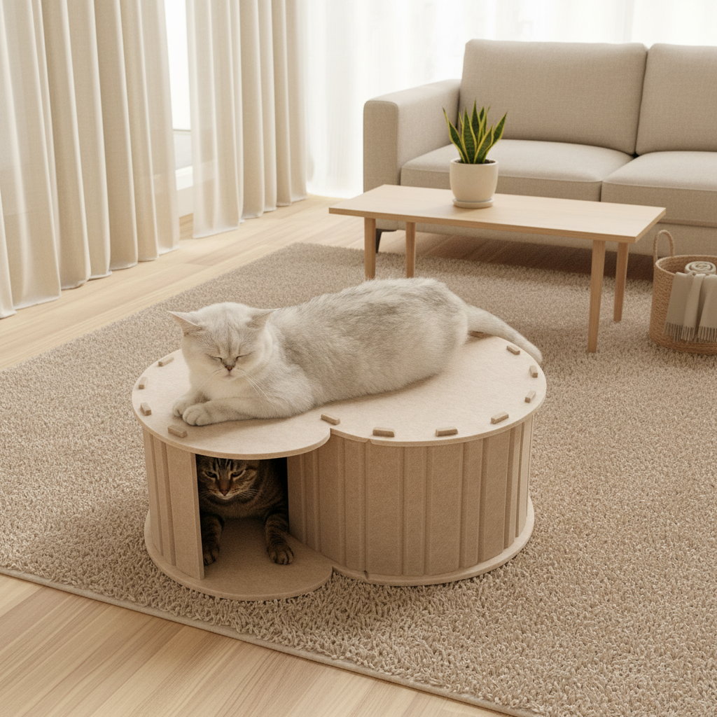 Lyveo Felini Tunnel XL Katzenhaus aus Filz