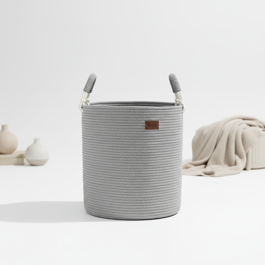 Lyveo Wäschekorb 100% Baumwolle