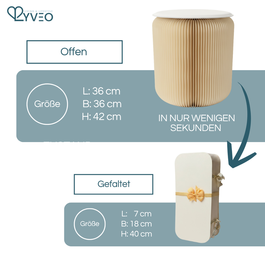 Lyveo PAPLI Papierhocker aus Papier - Faltbar