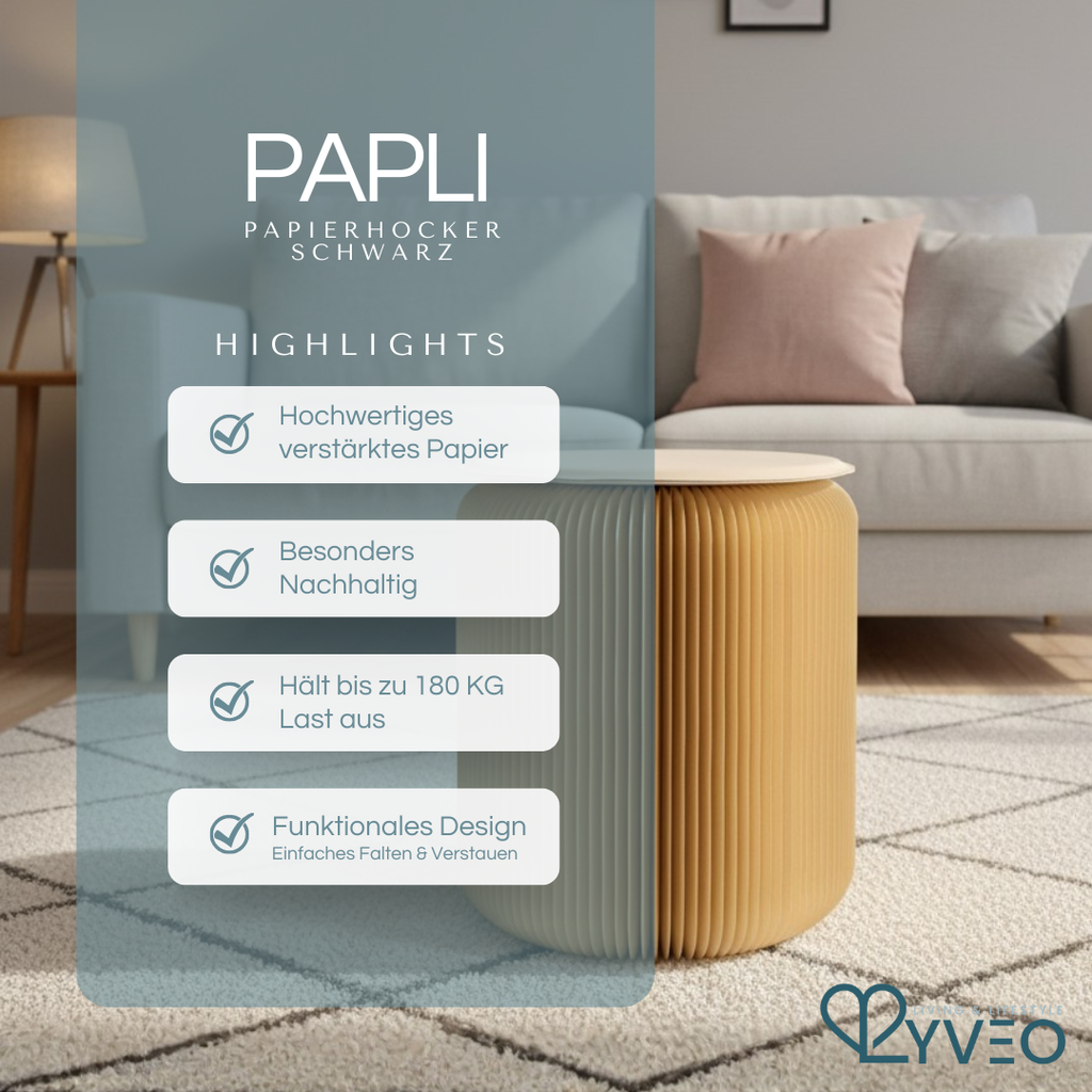 Lyveo PAPLI Papierhocker aus Papier - Faltbar