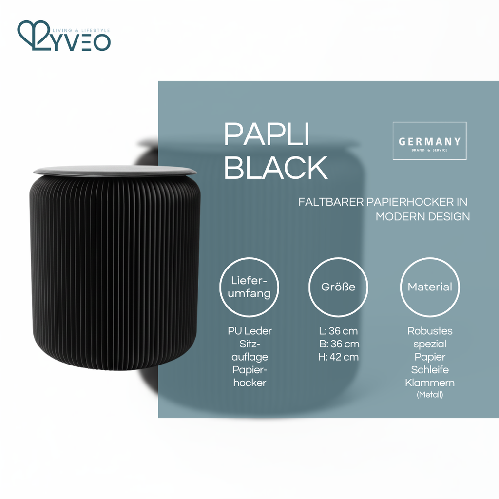 Lyveo PAPLI Papierhocker aus Papier - Faltbar