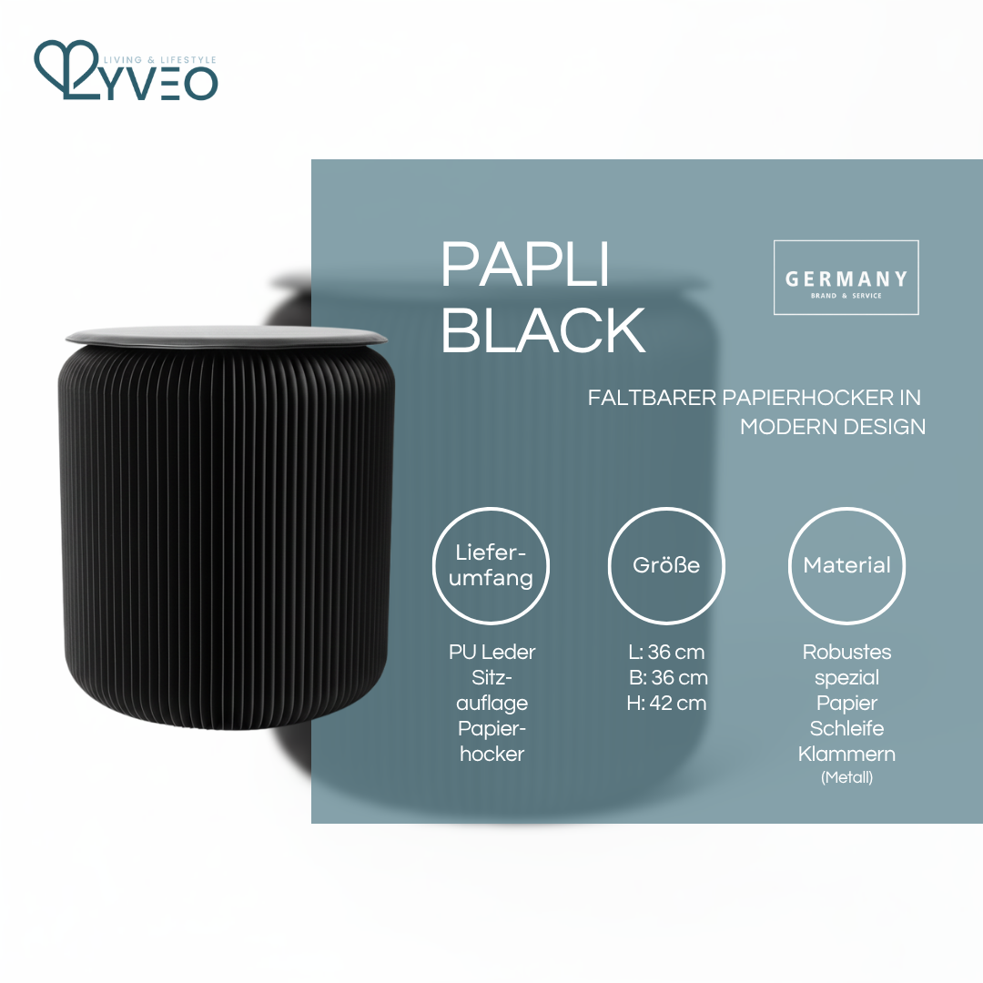 Lyveo PAPLI Papierhocker aus Papier - Faltbar