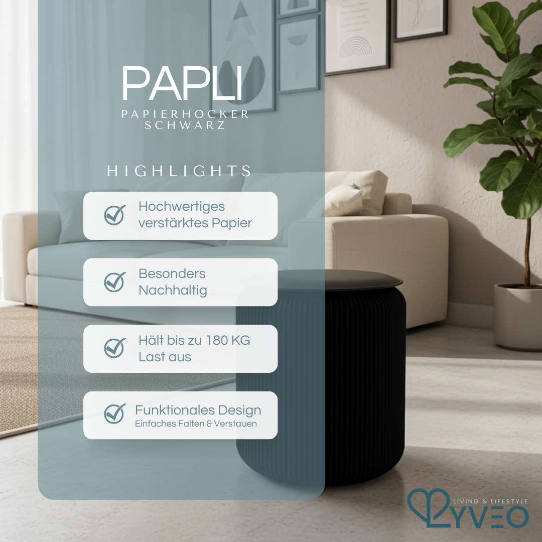 Lyveo PAPLI Papierhocker aus Papier - Faltbar
