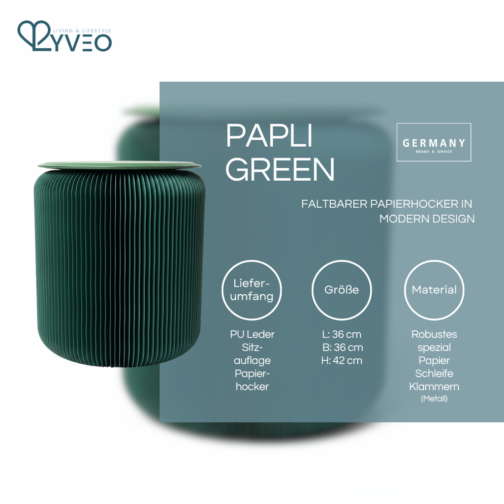 Lyveo PAPLI Papierhocker aus Papier - Faltbar