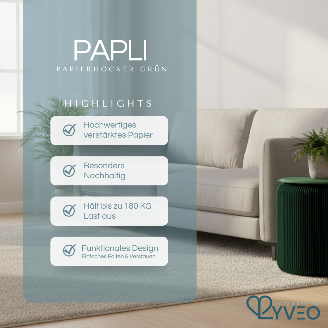 Lyveo PAPLI Papierhocker aus Papier - Faltbar
