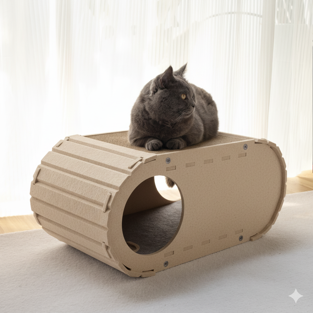 Lyveo SCRAPLI Home Lounge - Premium Katzen Kratzhaus aus Filz mit 2x Kratzpappe auswechselbar