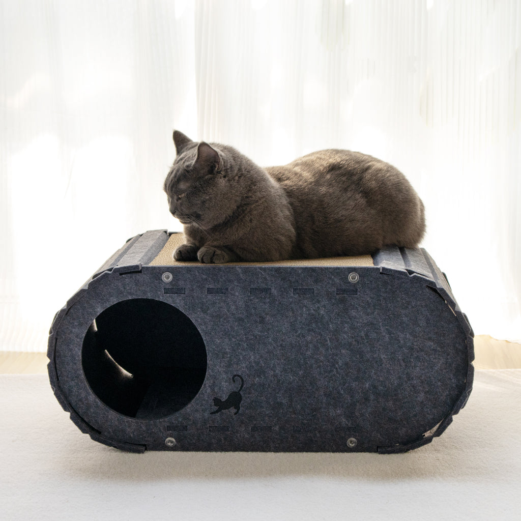 Lyveo SCRAPLI Home Lounge - Premium Katzen Kratzhaus aus Filz mit 2x Kratzpappe auswechselbar