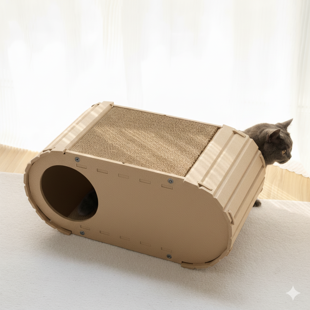 Lyveo SCRAPLI Home Lounge - Premium Katzen Kratzhaus aus Filz mit 2x Kratzpappe auswechselbar