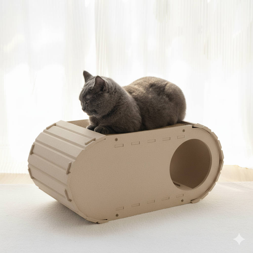 Lyveo SCRAPLI Home Lounge - Premium Katzen Kratzhaus aus Filz mit 2x Kratzpappe auswechselbar