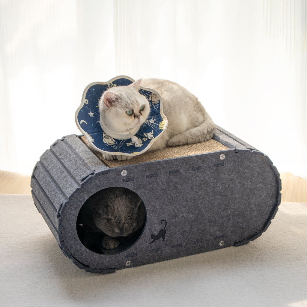 Lyveo SCRAPLI Home Lounge - Premium Katzen Kratzhaus aus Filz mit 2x Kratzpappe auswechselbar