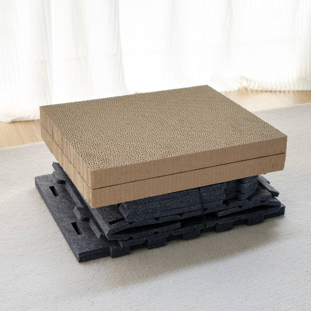 Lyveo SCRAPLI Home Lounge - Premium Katzen Kratzhaus aus Filz mit 2x Kratzpappe auswechselbar