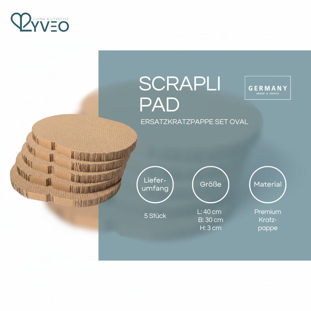 Lyveo SCRAPLI PAD - Ovale Premium Ersatzkratzpappe 5er Set