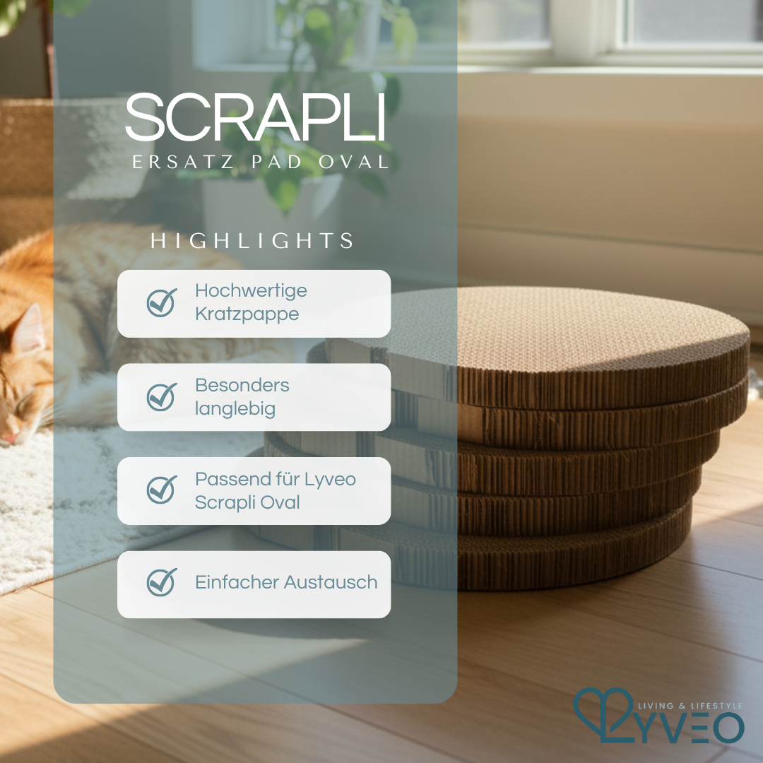 Lyveo SCRAPLI PAD - Ovale Premium Ersatzkratzpappe 5er Set