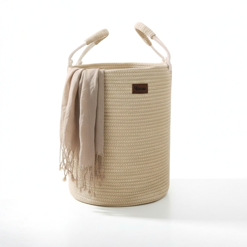 Lyveo Wäschekorb 100% Baumwolle