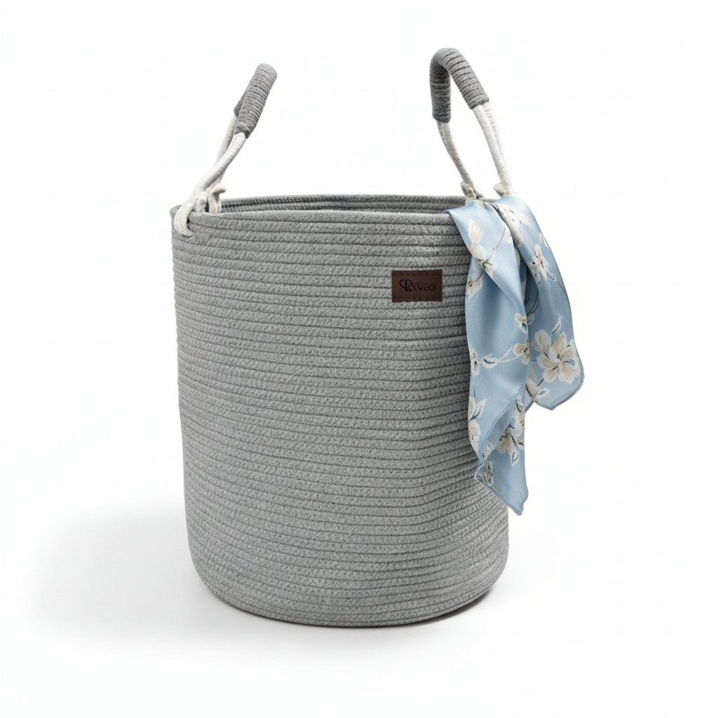 Lyveo Wäschekorb 100% Baumwolle