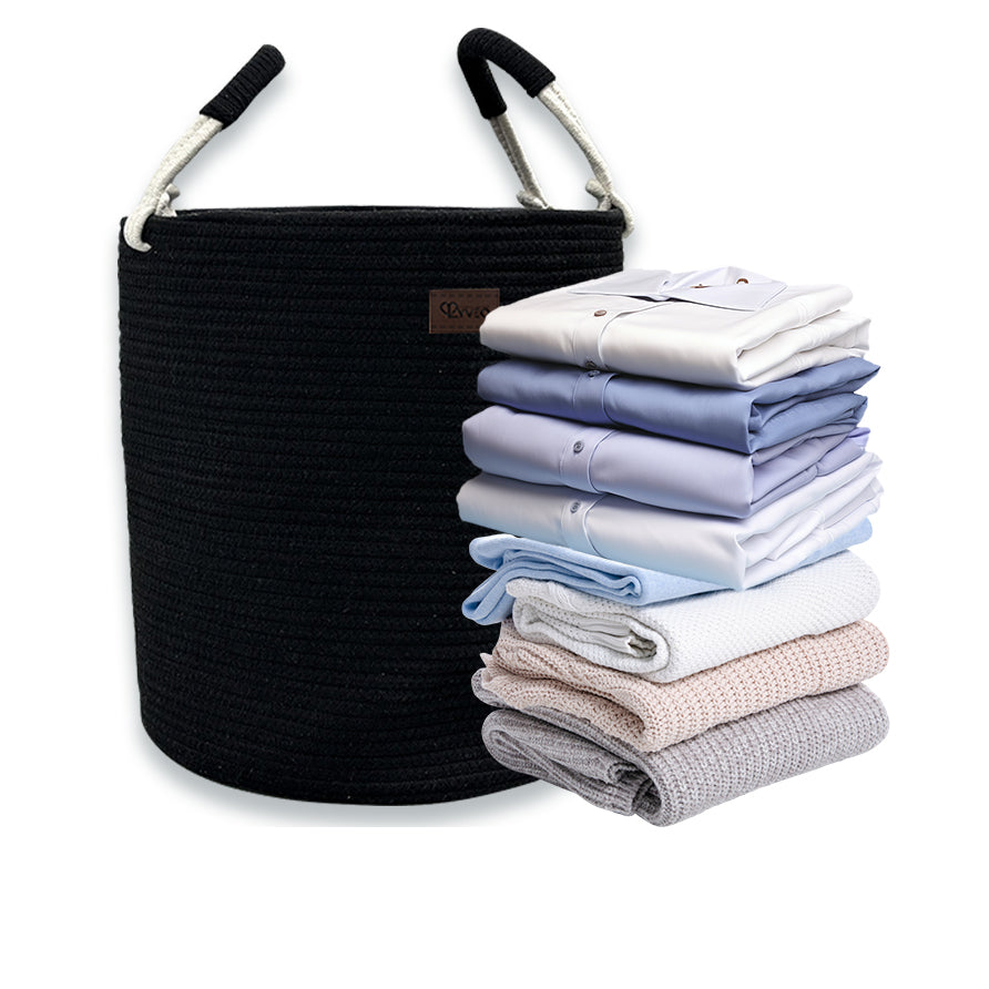 Lyveo Wäschekorb 100% Baumwolle