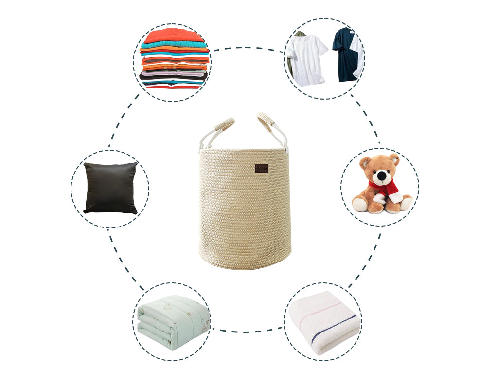 Lyveo Wäschekorb 100% Baumwolle