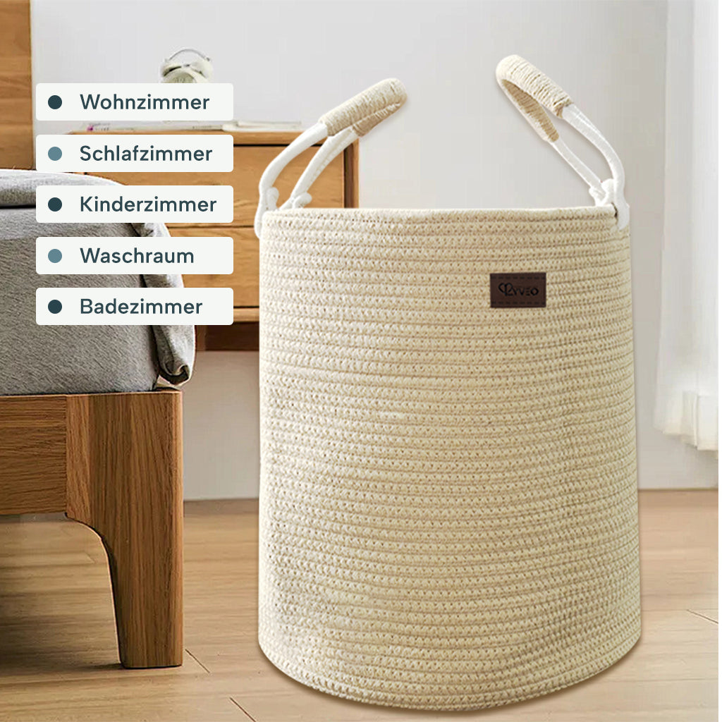 Lyveo Wäschekorb 100% Baumwolle
