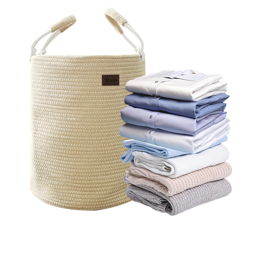 Lyveo Wäschekorb 100% Baumwolle