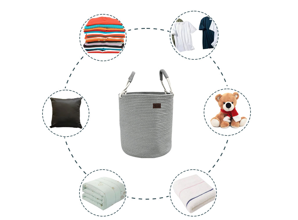 Lyveo Wäschekorb 100% Baumwolle