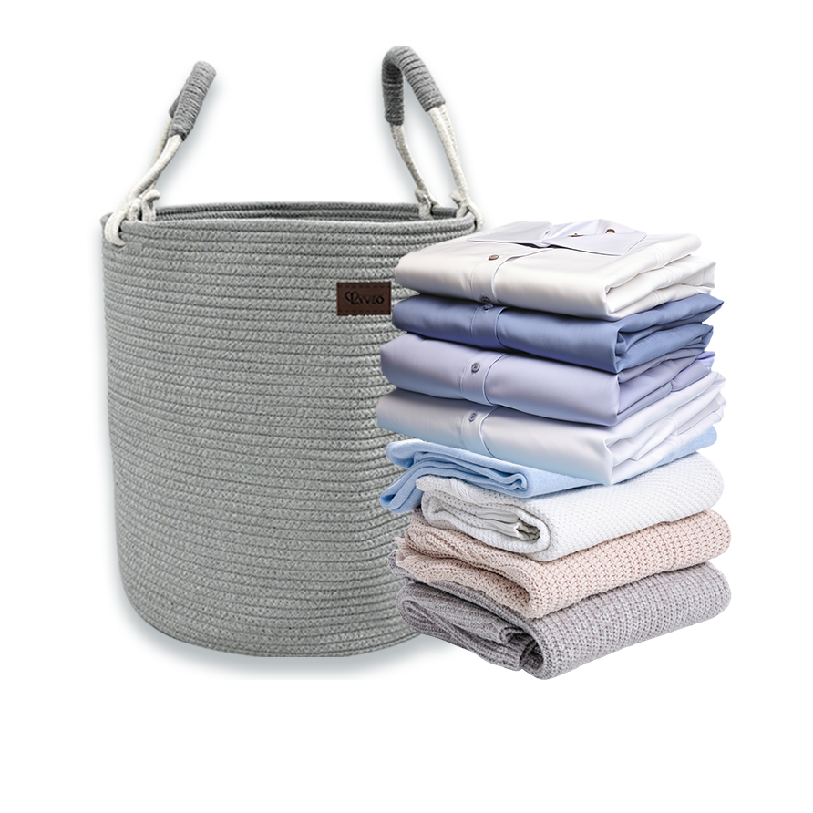 Lyveo Wäschekorb 100% Baumwolle